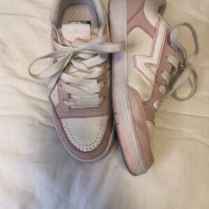 Vans Women's Blush Pink and White Sneakers